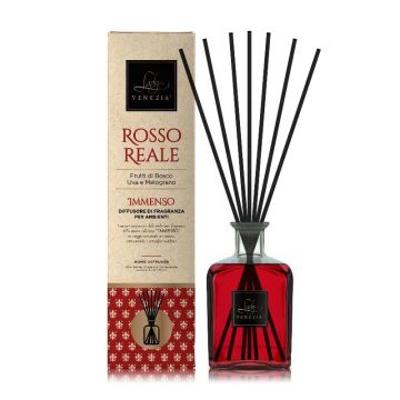 DIFFUSORE PER AMBIENTI CON BASTONCINI IMMENSO 1LT ROSSO REALE FRUTTI DI BOSCO UVA E MELOGRANO