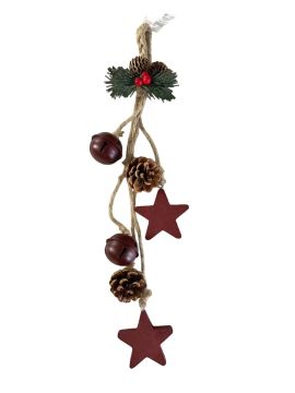 FUORIPORTA CON PIGNE, CAMPANELLINI E STELLE 5X5CM H 50CM