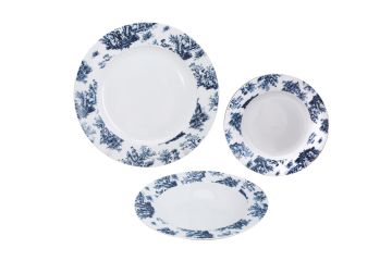 SERVIZIO TAVOLA DA 18 PIATTI LINEA INGLESE IN PORCELLANA BLU