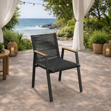 SEDIA DA ESTERNO IN ALLUMINIO E CORDA ANTRACITE
