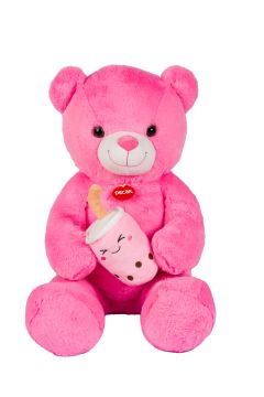 ORSO ROSA L 80CM CON BUBBLE TEA