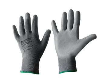 GUANTI PALMO IN PU GRIGIO RUVIDO MIS. 8 C/DORSO IN MAGLINA
