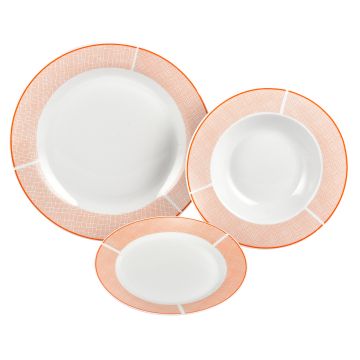 SERVIZIO TAVOLA DA 18 PIATTI LINEA CHARME IN PORCELLANA ARANCIONE