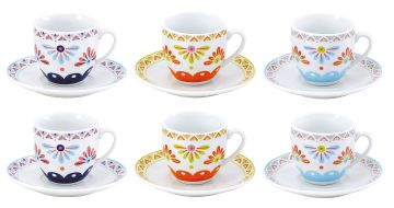 SET 6 TAZZINE DA CAFFE ANITA2 CON PIATTINO