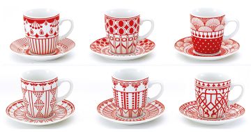 SET 6 TAZZINE DA CAFFE KIM CON PIATTINO