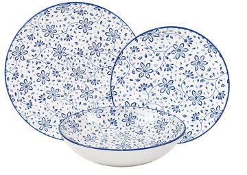 SERVIZIO TAVOLA DA 18 PIATTI LINEA SIRMIONE BLU IN PORCELLANA