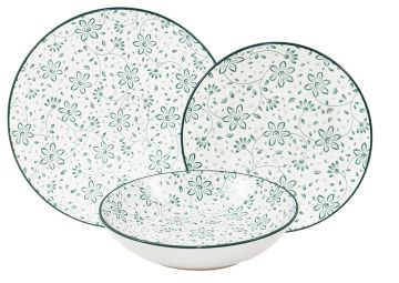 SERVIZIO TAVOLA DA 18 PIATTI LINEA SIRMIONE VERDE IN PORCELLANA