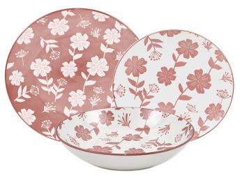 SERVIZIO TAVOLA DA 18 PIATTI LINEA LAZISE ROSA IN PORCELLANA