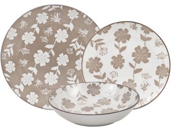 SERVIZIO TAVOLA DA 18 PIATTI LINEA LAZISE TORTORA IN PORCELLANA