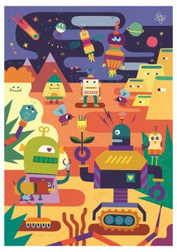 PUZZLE 60 DOUBLE FACE COLORING ROBOTS