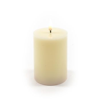 CANDELA BIANCA CON LUCE A LED DIAM. 7.5CM H 10CM