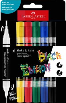 SET 6 PENNARELLI ACRILICI BASIC BLACK EDITION SHAKE AND PAINT