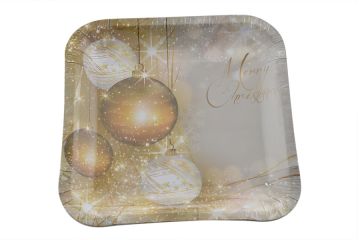 SET 8 PIATTI QUADRATI 22X22CM DECORAZIONE CON SFERE