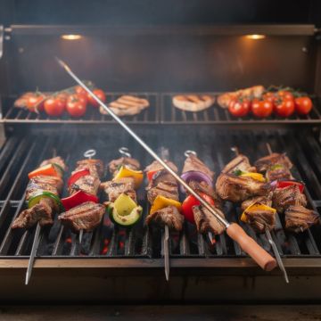 TRAMONTINA - SPIEDINO CHURRASCO PER BARBECUE IN ACCIAIO E LEGNO 75CM LARGO