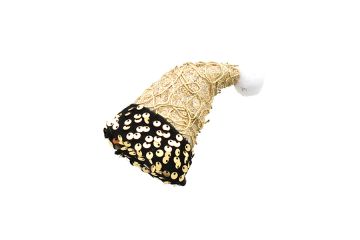 PENDENTE CON CAPPELLO NERO/ORO CON PAILLETTES H. 11CM