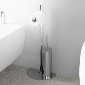 LINEA SEMPIONE - PIANTANA PORTA ROTOLO E PORTA SCOPINO CROMATO