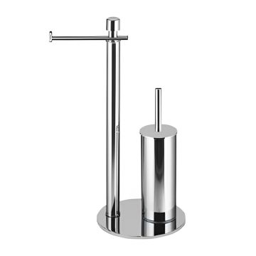 LINEA SELLA - PIANTANA PORTA ROTOLO E PORTA SCOPINO CROMATO