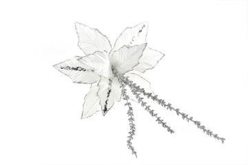 FIORE CON CLIP BIANCO/ARGENTO