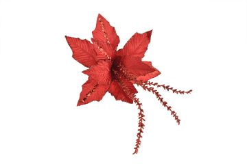 FIORE NATALIZIO CON CLIP ROSSO E GLITTER