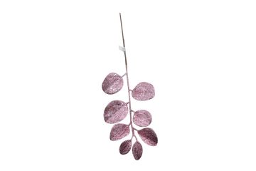 RAMO CON FOGLIE ROSA ANTICO GLITTERATE H. 51CM