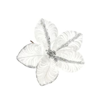 FIORE SMALL IN VELLUTO BIANCO C/5 PETALI CON STRASS ARGENTO