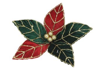 FIORE SMALL VERDE E ROSSO CON GLITTER ORO