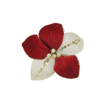 FIORE SMALL IN VELLUTO E TULLE ROSSO/ORO CON 5 PETALI E PISTILLO ORO