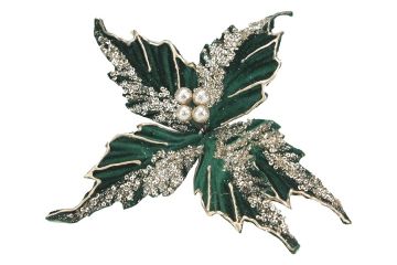 FIORE SMALL IN VELLUTO VERDE CON GLITTER CHAMPAGNE