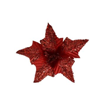 FIORE SMALL IN VELLUTO ROSSO CON 5 PETALI CON STRASS ROSSI