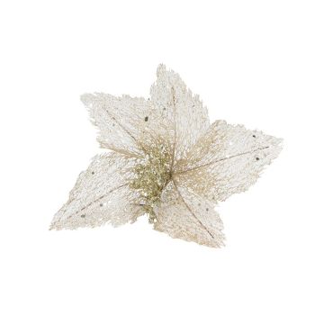 FIORE SMALL CON TRAMA RETATA CHAMPAGNE CON 5 PETALI GLITTERATI
