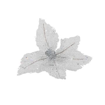 FIORE SMALL CON TRAMA RETATA ARGENTO CON 5 PETALI GLITTERATI