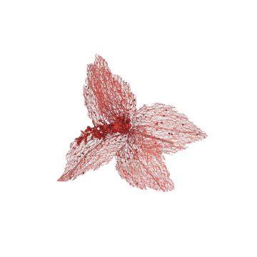 FIORE SMALL CON TRAMA RETATA ROSSO CON 5 PETALI GLITTERATI