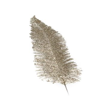 RAMO CON FOGLIA GLITTERATA CHAMPAGNE
