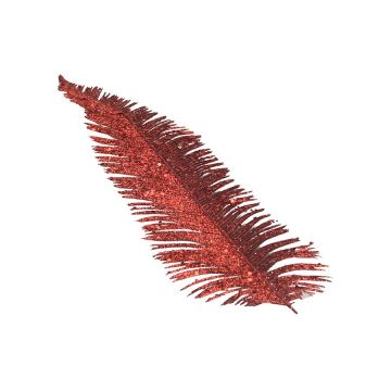 RAMO CON FOGLIA GLITTERATA ROSSA