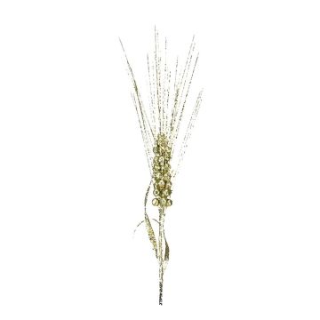 RAMO CON SPIGA E BACCHE GLITTERATO ORO
