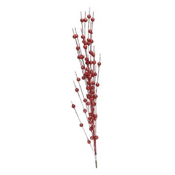 RAMO LUNGO CON BACCHE GLITTERATE ROSSO