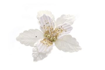 FIORE CON CLIP BIANCO E ORO