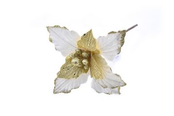 FIORE SMALL BIANCO E ORO GLITTERATO