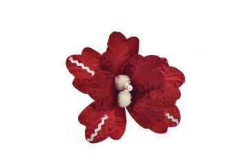 FIORE GAMBO CORTO IN VELLUTO ROSSO E BIANCO