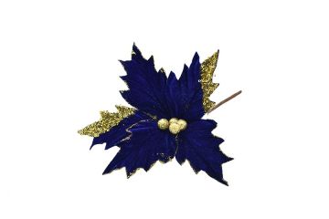 FIORE SMALL BLU SCURO E ORO CON GLITTER