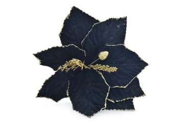 FIORE GAMBO CORTO NERO CON GLITTER ORO