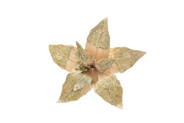 FIORE NATALIZIO PANNA CON DETTAGLI DORATI