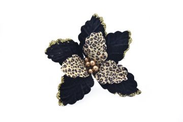 FIORE GAMBO CORTO NERO LEOPARDATO