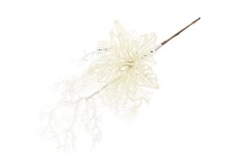 PICK FIORE GLITTERATO BIANCO H 35CM