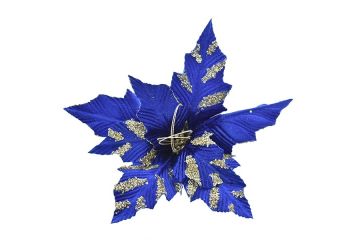 FIORE CON CLIP BLU ELETTRICO CON GLITTER ARGENTO