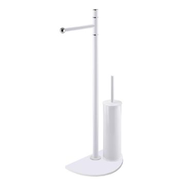 LINEA SEMPIONE - PIANTANA PORTA ROTOLO E PORTA SCOPINO BIANCO OPACO