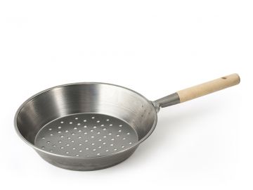 PADELLA CASTAGNE IN FERRO CON MANICO IN LEGNO 30CM