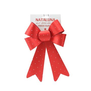 COCCARDA NATALIZIA ROSSA CON BRILLANTINI MISURA GRANDE