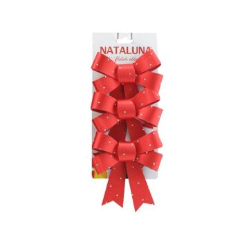SET 3 COCCARDE NATALIZIE ROSSE CON BRILLANTINI MISURA PICCOLA