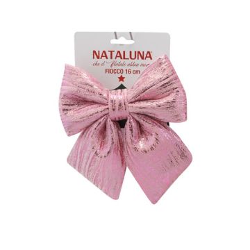 FIOCCO IN TESSUTO ROSA LUCIDO RIGHETTATO H. 16CM